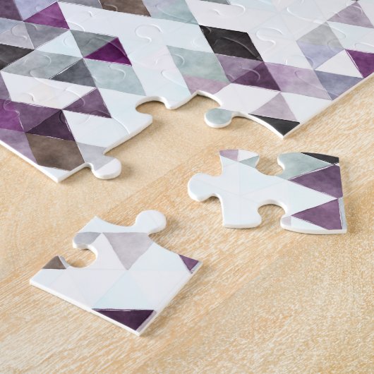 Abstract Purple Teal Diamond Quilt Pattern Puzzle ジグソーパズル (側面)