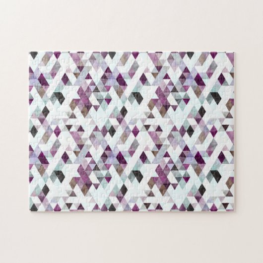 Abstract Purple Teal Diamond Quilt Pattern Puzzle ジグソーパズル (横)
