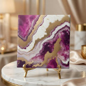 Abstract Purple White & Gold Agate Geode Marble タイル