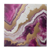 Abstract Purple White & Gold Agate Geode Marble タイル (正面)