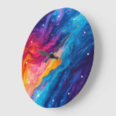 Abstract Rainbow Acrylic Paint Colors Artist ラージ壁時計 (傾斜)