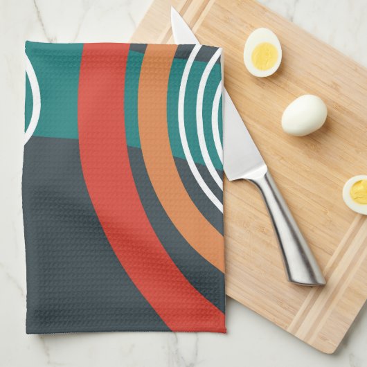 Abstract rainbow lines boho artwork キッチンタオル (四つ折り)