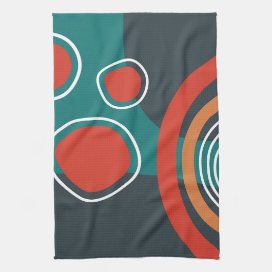 Abstract rainbow lines boho artwork キッチンタオル (縦)