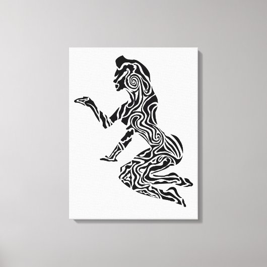 Abstract Rearing Horse Art | Modern Black & White  キャンバスプリント (正面)