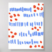 Abstract Red and Blue Brush Strokes ポスター (正面)