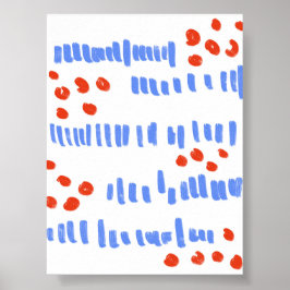 Abstract Red and Blue Brush Strokes ポスター