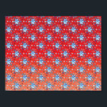 Abstract red and blue Christmas snowflakes ポスター<br><div class="desc">Abstract blue and white Christmas snowflakes pattern on a red background. Need more? Check out other holiday designs at my store! Cheers! :)</div>