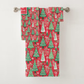 Abstract red and green Christmas preppy towel wrap バスタオルセット (インサイチュ)