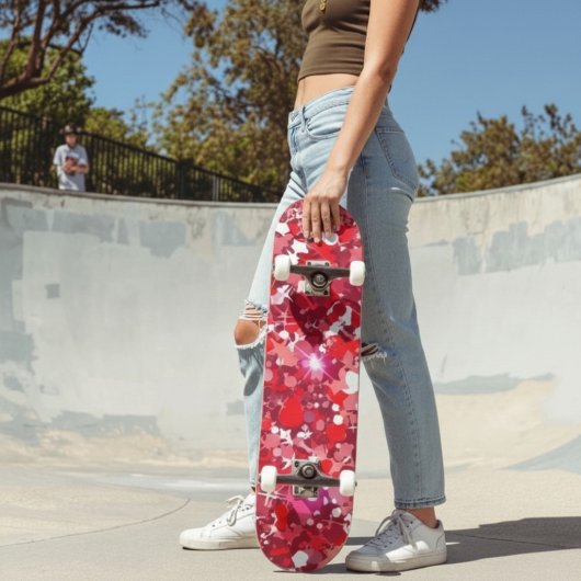 Abstract Red and Pink Geometric Graphic スケートボード