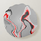 Abstract red black and white wave, zigzag pattern, ラウンドクッション (裏面)