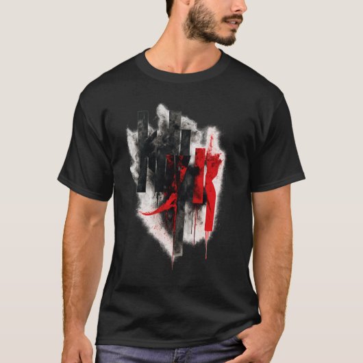 Abstract Red & Black Grunge Typography  Tシャツ (正面)