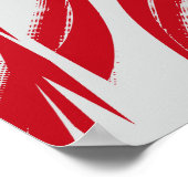 Abstract Red Curved Lines on Light gray Background ポスター (角)