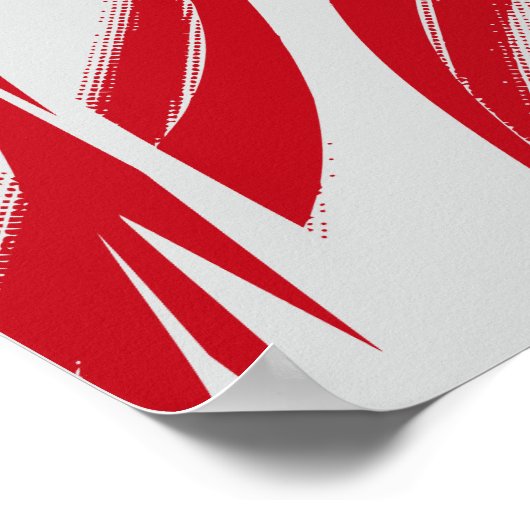 Abstract Red Curved Lines on Light gray Background ポスター (角)