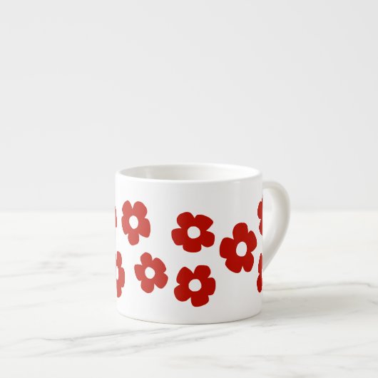 Abstract Red Flower Pattern Espresso Mug エスプレッソカップ (正面右)