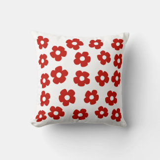 Abstract Red Flower Pattern Throw Pillow クッション