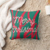 Abstract Red Green Personalized Merry Christmas クッション (ブランケット)