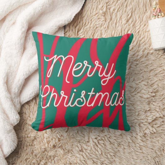 Abstract Red Green Personalized Merry Christmas クッション (ブランケット)