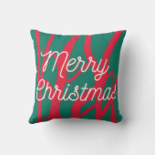 Abstract Red Green Personalized Merry Christmas クッション (裏面)