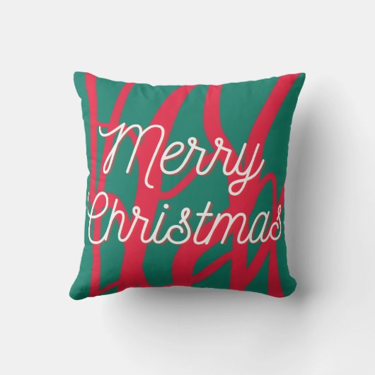 Abstract Red Green Personalized Merry Christmas クッション (裏面)