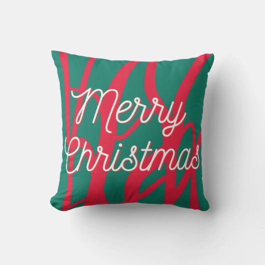 Abstract Red Green Personalized Merry Christmas クッション (正面)