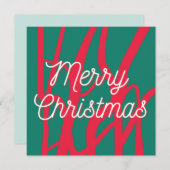 Abstract Red Green Personalized Merry Christmas シーズンカード (正面/裏面)