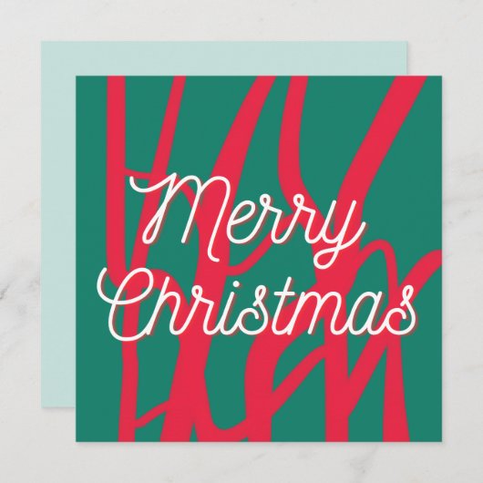Abstract Red Green Personalized Merry Christmas シーズンカード (正面/裏面)