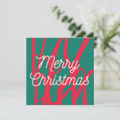 Abstract Red Green Personalized Merry Christmas シーズンカード (スタンド正面)