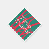 Abstract Red Green Personalized Merry Christmas スタンダードカクテルナプキン (角)