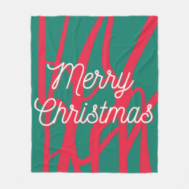 Abstract Red Green Personalized Merry Christmas フリースブランケット