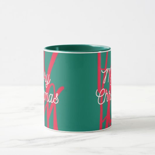 Abstract Red Green Personalized Merry Christmas マグカップ (中央)