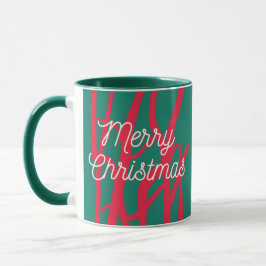 Abstract Red Green Personalized Merry Christmas マグカップ