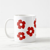 Abstract Red Hand Drawn Flower Pattern Mug コーヒーマグカップ (左)
