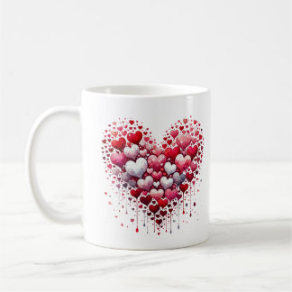 Abstract Red Heart Love Splash Romantic Art Mug コーヒーマグカップ