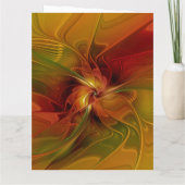 Abstract Red Orange Brown Green Fractal Art Flower サンキューカード (裏面)
