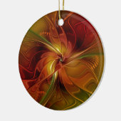 Abstract Red Orange Brown Green Fractal Art Flower セラミックオーナメント (左)