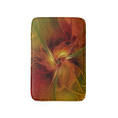 Abstract Red Orange Brown Green Fractal Art Flower バスマット (正面縦)