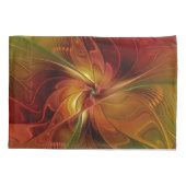 Abstract Red Orange Brown Green Fractal Art Flower 枕カバー (裏面)