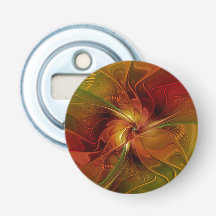 Abstract Red Orange Brown Green Fractal Art Flower