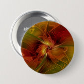 Abstract Red Orange Brown Green Fractal Art Flower 缶バッジ (正面&裏面)