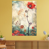 Abstract Red Poppy Wall Art Home and Office Print  キャンバスプリント (インサイチュ (リビング))