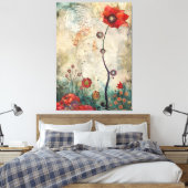 Abstract Red Poppy Wall Art Home and Office Print  キャンバスプリント (インサイチュ (寝室))