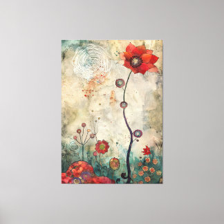 Abstract Red Poppy Wall Art Home and Office Print  キャンバスプリント