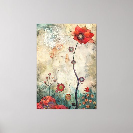 Abstract Red Poppy Wall Art Home and Office Print  キャンバスプリント (正面)