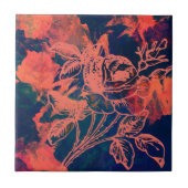 Abstract Red Rose Art タイル (正面)