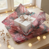 Abstract Red Teal Fluid Art Faux Foil Sparkling 薄葉紙