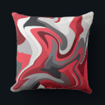 Abstract Red, white and Gray Color Flow クッション<br><div class="desc">This design features an abstract interplay of red, white, and gray shades blended in a wavy, swirling pattern. The composition resembles a flowing or ripple-like effect, giving a sense of motion and fluidity. The vibrant contrast between colors adds a dynamic, energetic feel to the artwork, suggesting tension and movement within...</div>