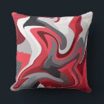 Abstract Red, white and Gray Color Flow クッション<br><div class="desc">This design features an abstract interplay of red, white, and gray shades blended in a wavy, swirling pattern. The composition resembles a flowing or ripple-like effect, giving a sense of motion and fluidity. The vibrant contrast between colors adds a dynamic, energetic feel to the artwork, suggesting tension and movement within...</div>