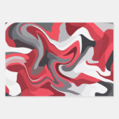 Abstract Red, white and Gray Color Flow ラッピングペーパーシート (正面)