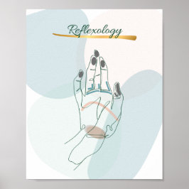 Abstract Reflexology Hand Map Neutral Tones ポスター