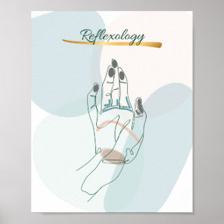 Abstract Reflexology Hand Map Neutral Tones ポスター